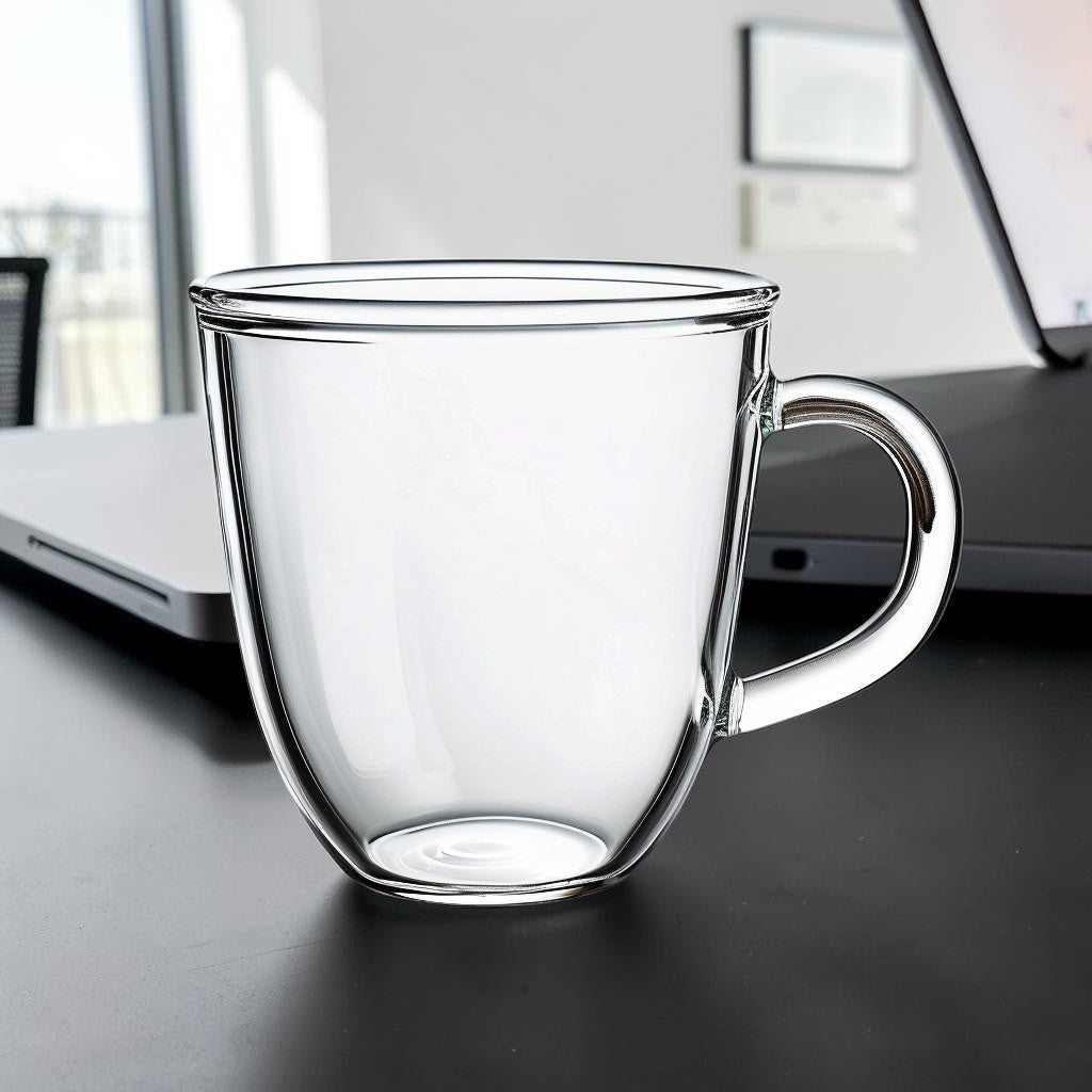 Rhoomy Double-Walled Insulated Borosilicate Glass Espresso Mug - Heat-Resistant Clear Coffee Cup with Handle