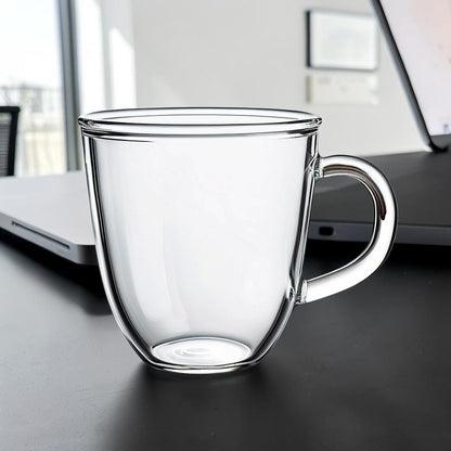 Rhoomy Double-Walled Insulated Borosilicate Glass Espresso Mug - Heat-Resistant Clear Coffee Cup with Handle