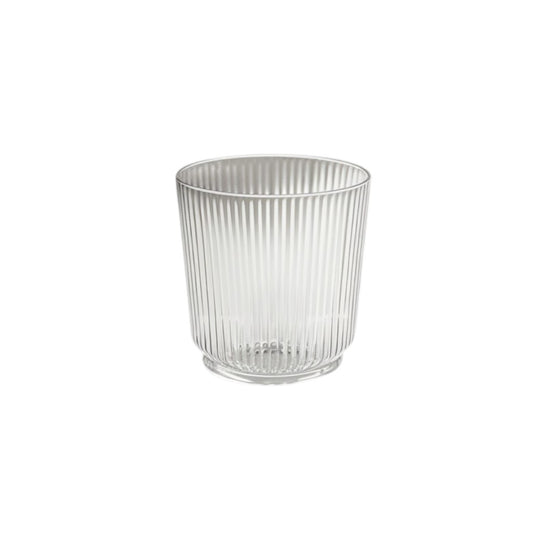 Rhoomy Minimalist Geometric Textured Borosilicate Glass Cup - Heat-Resistant Drinking Glasses for Water, Juice, and Iced Coffee
