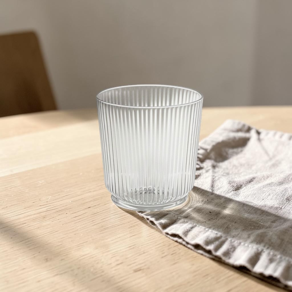 Rhoomy Minimalist Geometric Textured Borosilicate Glass Cup - Heat-Resistant Drinking Glasses for Water, Juice, and Iced Coffee